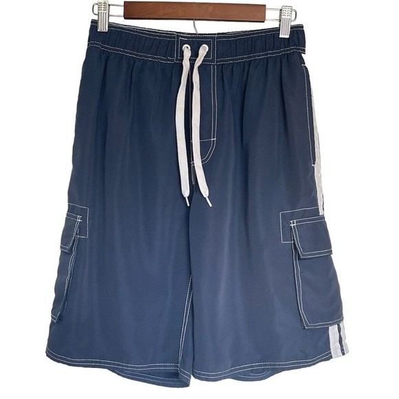 Asbury Threadz Mens Trunk Medium Elastic Waist Swim Navy Mako Core Performance - Picture 5 of 16